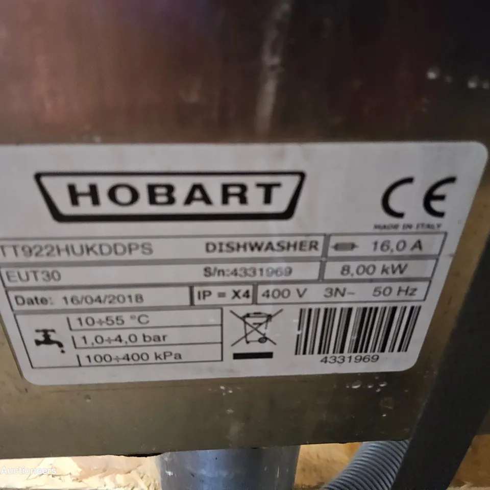 HOBART EUT PASS THROUGH DISHWASHER