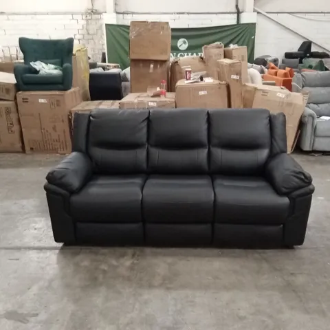 ALBION LUXURY FAUX LEATHER HIGH BACK 3 SEATER SOFA - BLACK