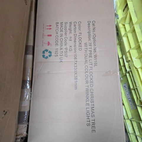 7FT DENVER PRE LIT FLOCKED CHRISTMAS TREE WITH DUAL COLOUR TWINKLE LIGHTS - COLLECTION ONLY