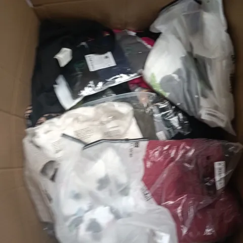 BOX OF APPROXIMATELY 20 ASSORTED CLOTHING TO INCLUDE: ZARA VEST 