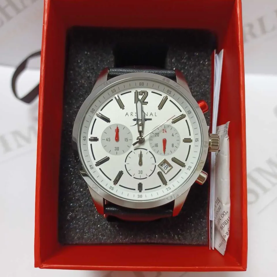 ARSENAL CHRONOGRAPH BLACK LEATHER WRISTWATCH