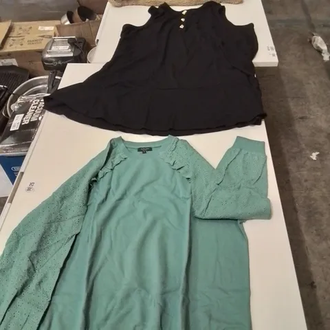 PALLET OF BRAND NEW WOMENS QUALITY DESIGNER CLOTHES APPROXIMATELY TO INCLUDE; SIMPLY BE TEDDY JACKET, SIMPLY BE BLACK DRESS, JD WILLIAMS BLUE BLOUSE