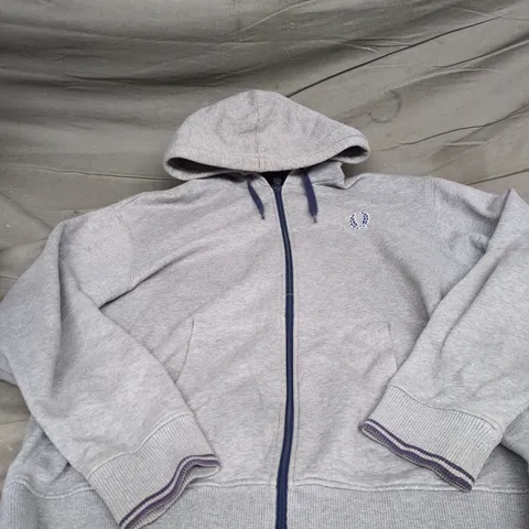 FRED PERRY GREY LOGO HOODIE SIZE XXL 