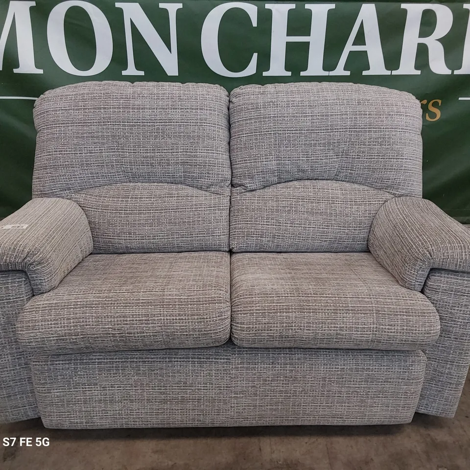QUALITY BRITISH DESIGNER G PLAN CHLOE TWO SEATER SOFA WAFFLE SMOKE FABRIC 
