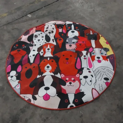 CHILAI HOME DOG THEMED ROUND 140cm BATHROOM MAT 