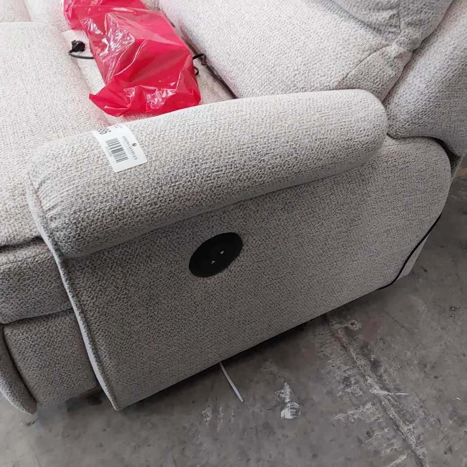 QUALITY BRITISH DESIGNER G PLAN NEWMARKET POWER RECLINING THREE SEATER SOFA SPECKLE FAWN FABRIC