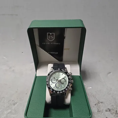 FRANK SCHMIDT WATCH – MULTI FUNCTION SUB DIALS WITH DATE – HQ RUBBER SPORTS STRAP – 3ATM WATER RESISTANT – GIFT BOX INCLUDED