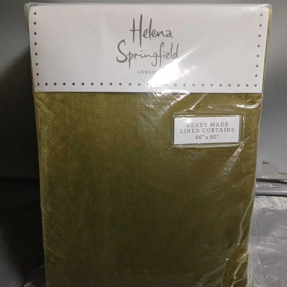 HELENA SPRINGFIELD READY MADE LINEN CURTAINS IN OLIVE (66"x90")