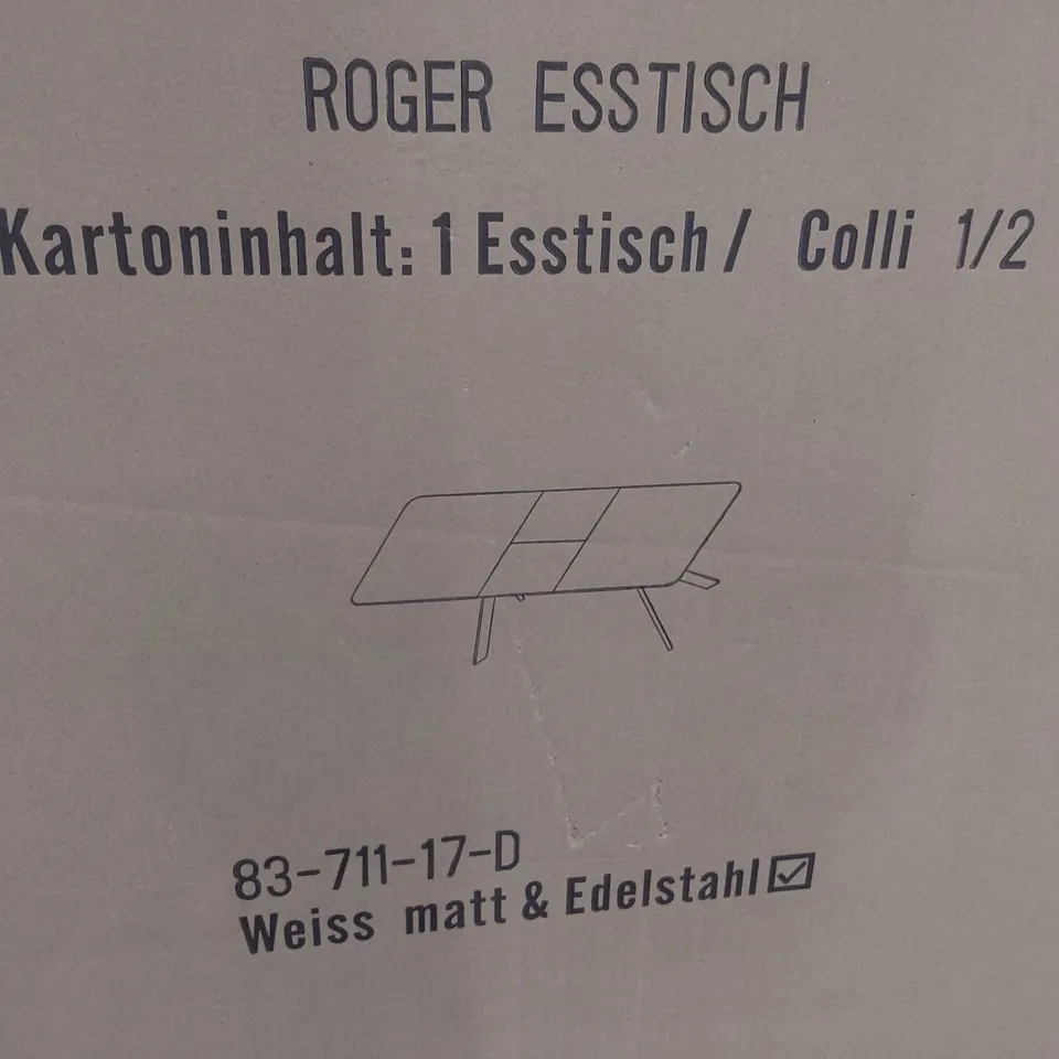 BOXED EXTENDING DINING TABLE WHITE MATT (BOX 1 OF 2 ONLY TABLE TOP)