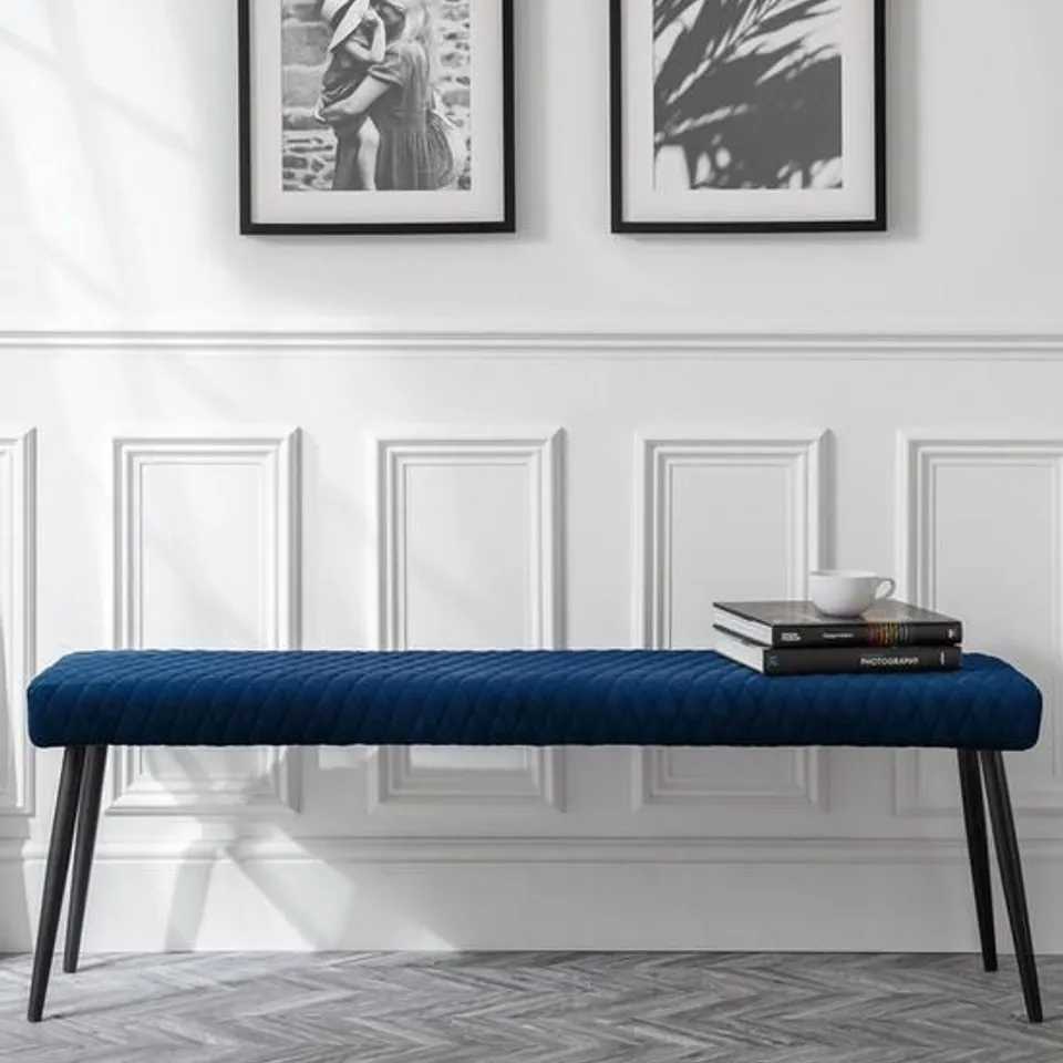 Luxe Velvet Low Bench - Blue