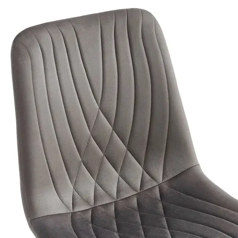BOXED 49CM H TUFTED VELVET UPHOLSTERED SIDE CHAIR IN GREY