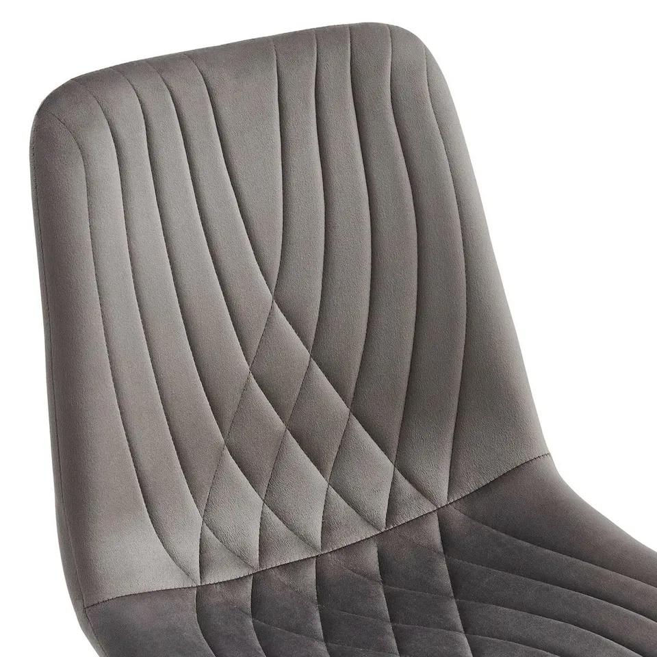 BOXED 49CM H TUFTED VELVET UPHOLSTERED SIDE CHAIR IN GREY