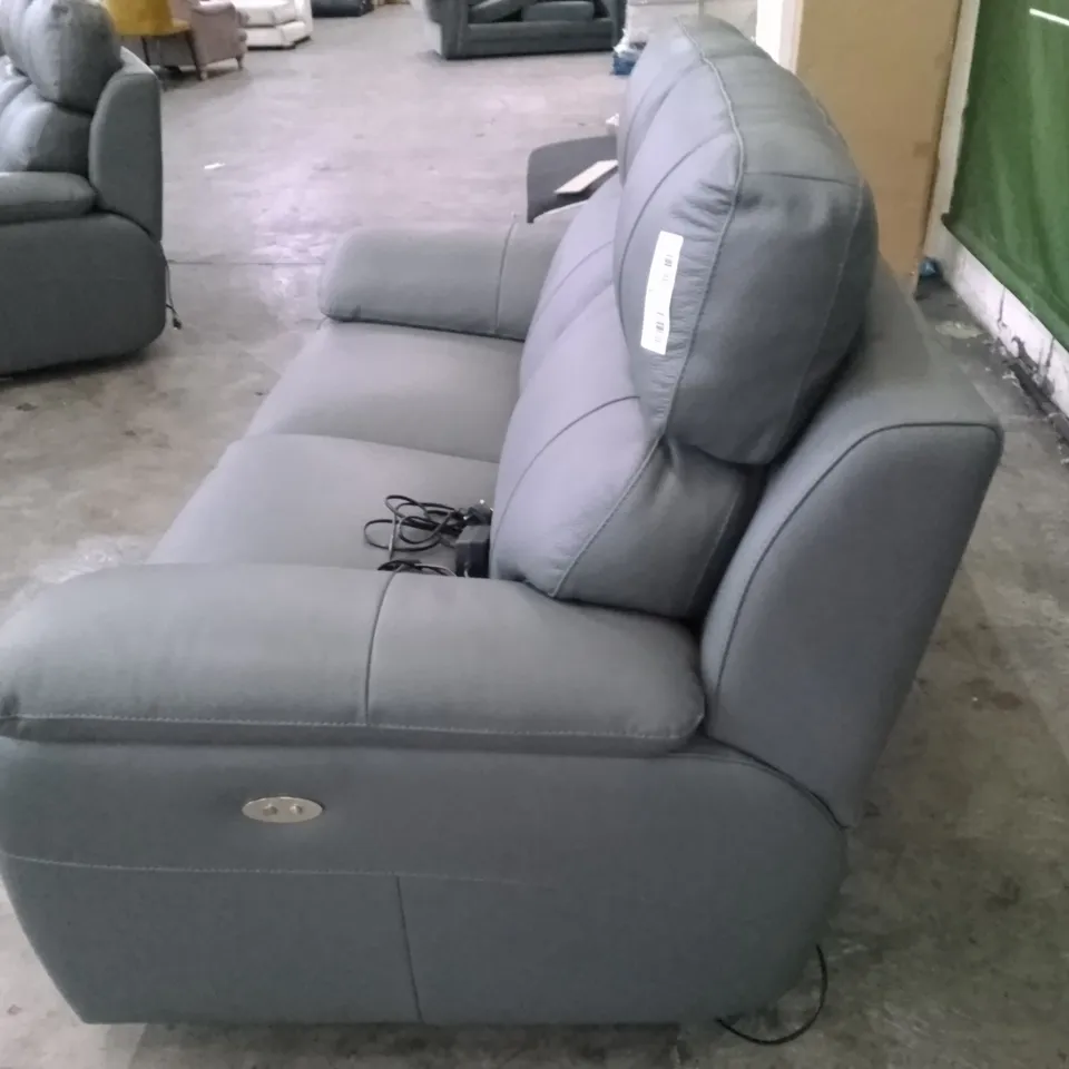 QUALITY ITALIAN DESIGNER PATRIZIO 2 SEATER ELETRIC RECLINER SOFA - GREY ANTHRACITE LEATHER
