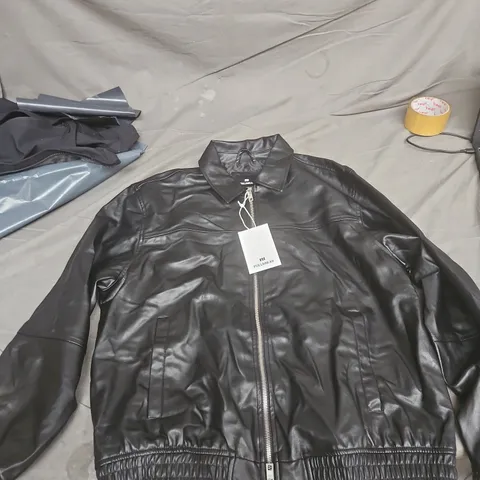 PULL&BEAR LEATHER JACKET – MEN'S BLACK, EU M / US M