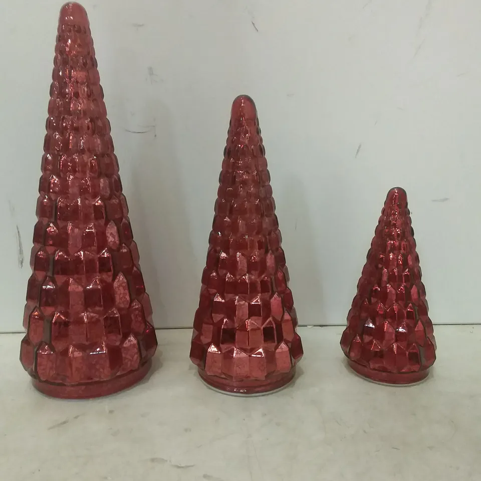 ALISON CORK SET OF MERCURY GLASS TREES - RED