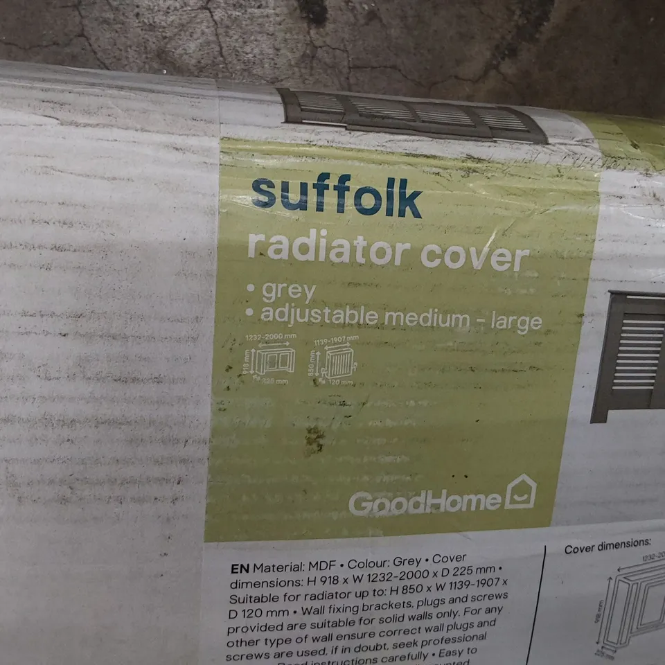 BOXED SUFFOLK ADJUSTABLE RADIATOR COVER MEDIUM - LARGE GREY