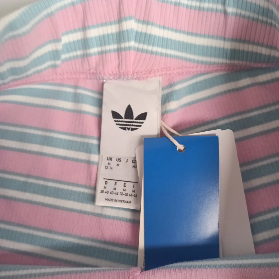 ADIDAS ' STRIPED SHORTS – PINK/BLUE (UK 12-14)