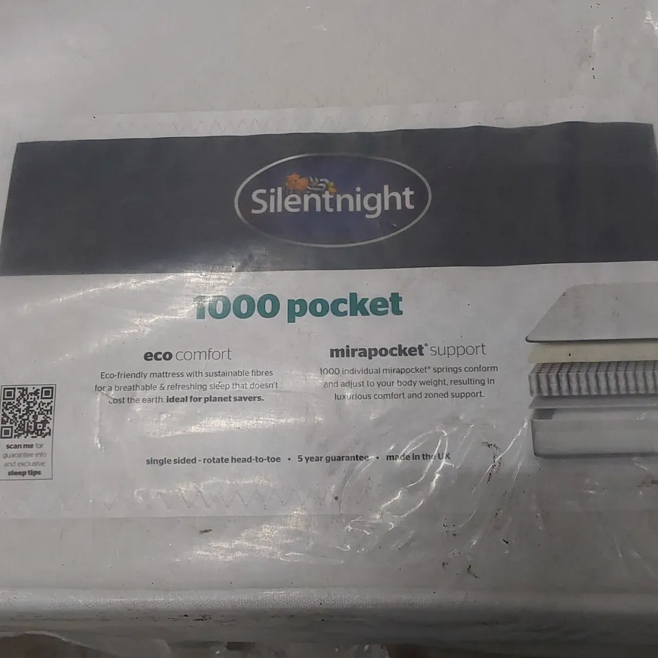 QUALITY BAGGED SILENTNIGHT 180CM SUPERKING SIZED 1000 POCKET TUFTED MIRAPOCKET MATTRESS 