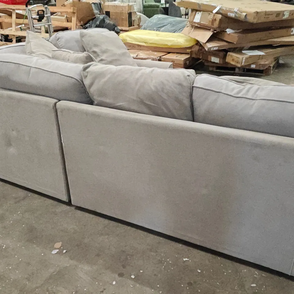 LIGHT GREY FABRIC LOUNGE SOFA WITH SCATTER CUSHIONS