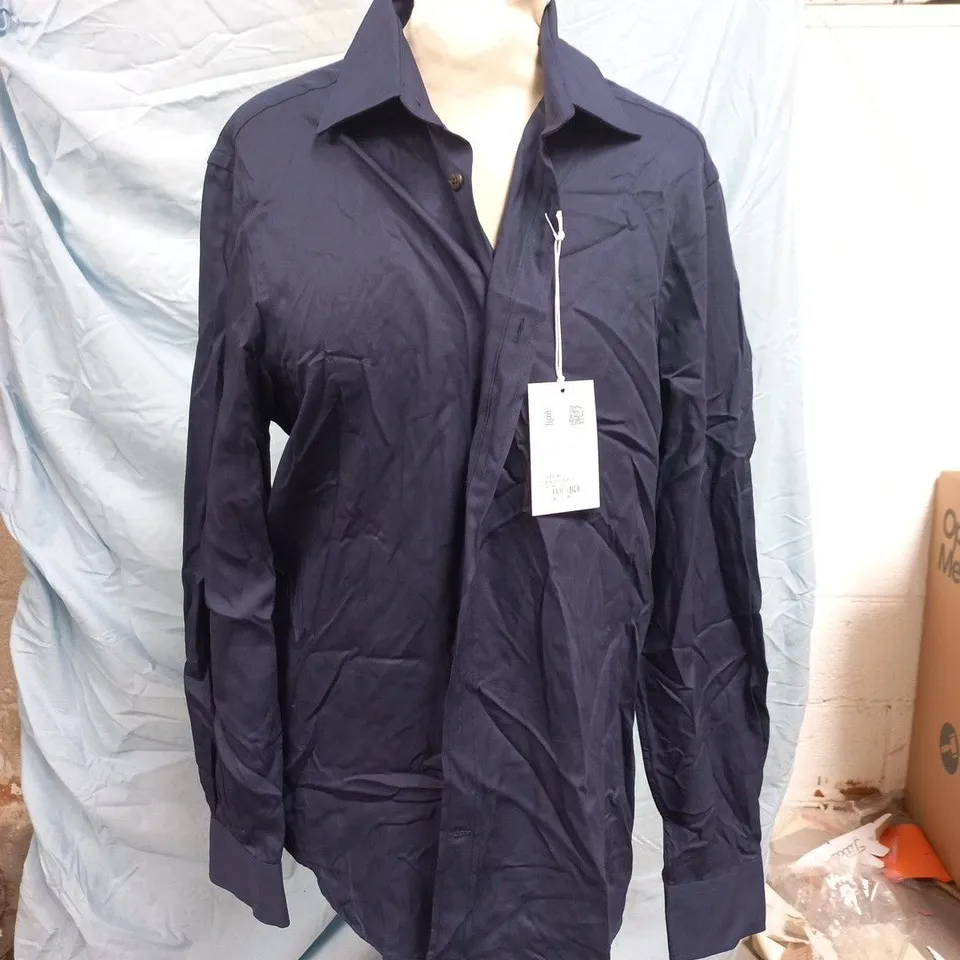 WNU THE BOYFRIEND LONG SLEEVE BUTTON-UP SHIRT IN NAVY SIZE UK 12