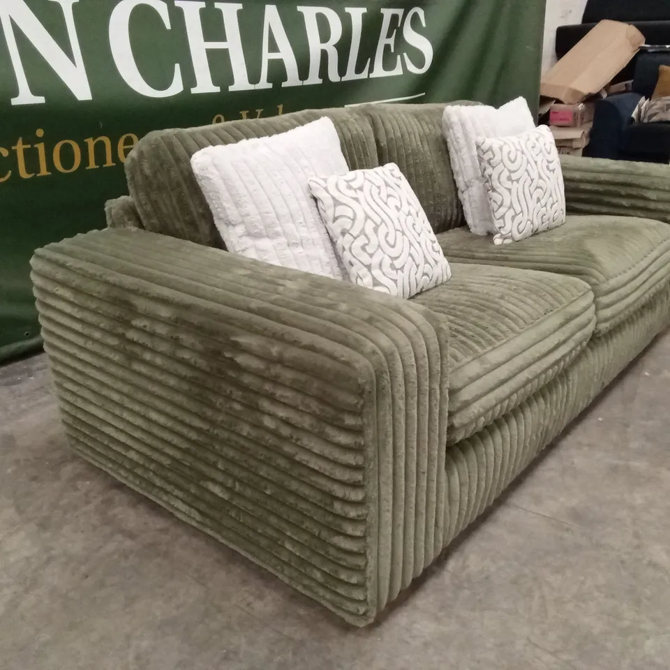 COSY FAUX FUR 2 SEATER SOFA - OLIVE RRP £1199