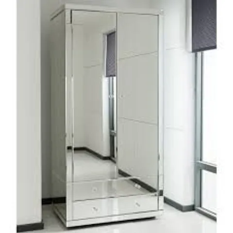 BOXED HOMESDIRECT365 ROMANO CRYSTAL MIRRORED WARDROBE (3 BOXES)