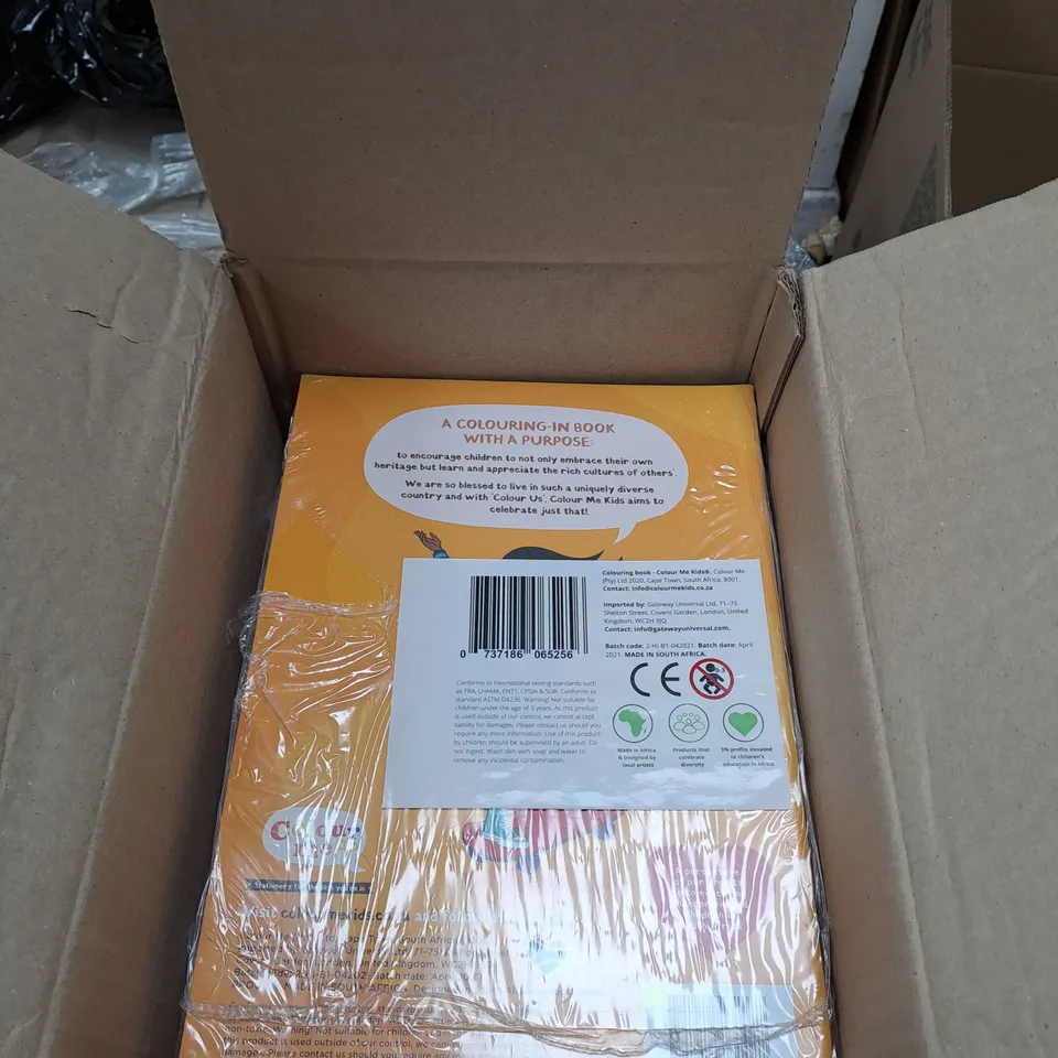 BOX OF APPROXIMATELY 125 COLOUR US BY COLOUR ME KIDS DIVERSE COLOURING BOOKS