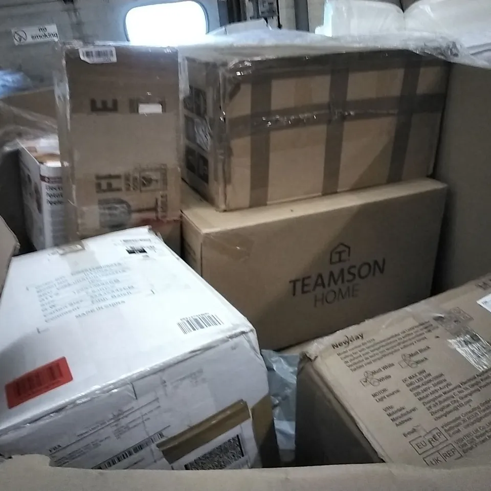 PALLET OF ASSORTED ITEMS INCLUDING RECCI BEDDING, VIPMOON LED CEILING LIGHT, HOOBRO, TEAMSON HOME, JUDGE ELECTRIC POTATO PEELER