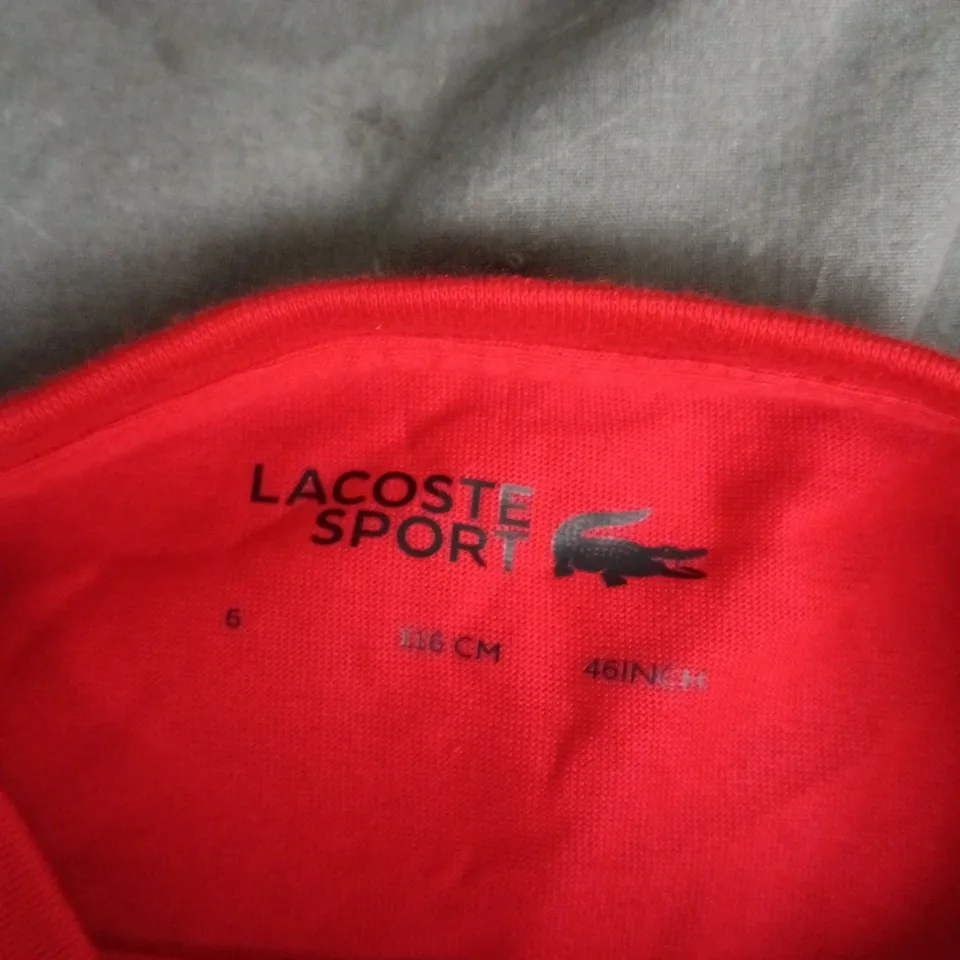 LACOSTE SPORT KIDS' RED T-SHIRT – UK 6 (116 CM / 46 IN)