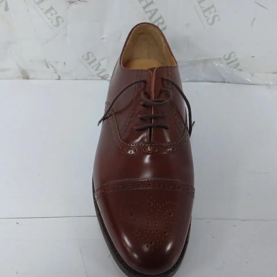 BARKER LONDON LACE UP PINTED TOE HEELED SHOES IN BROWN - 8 1/2