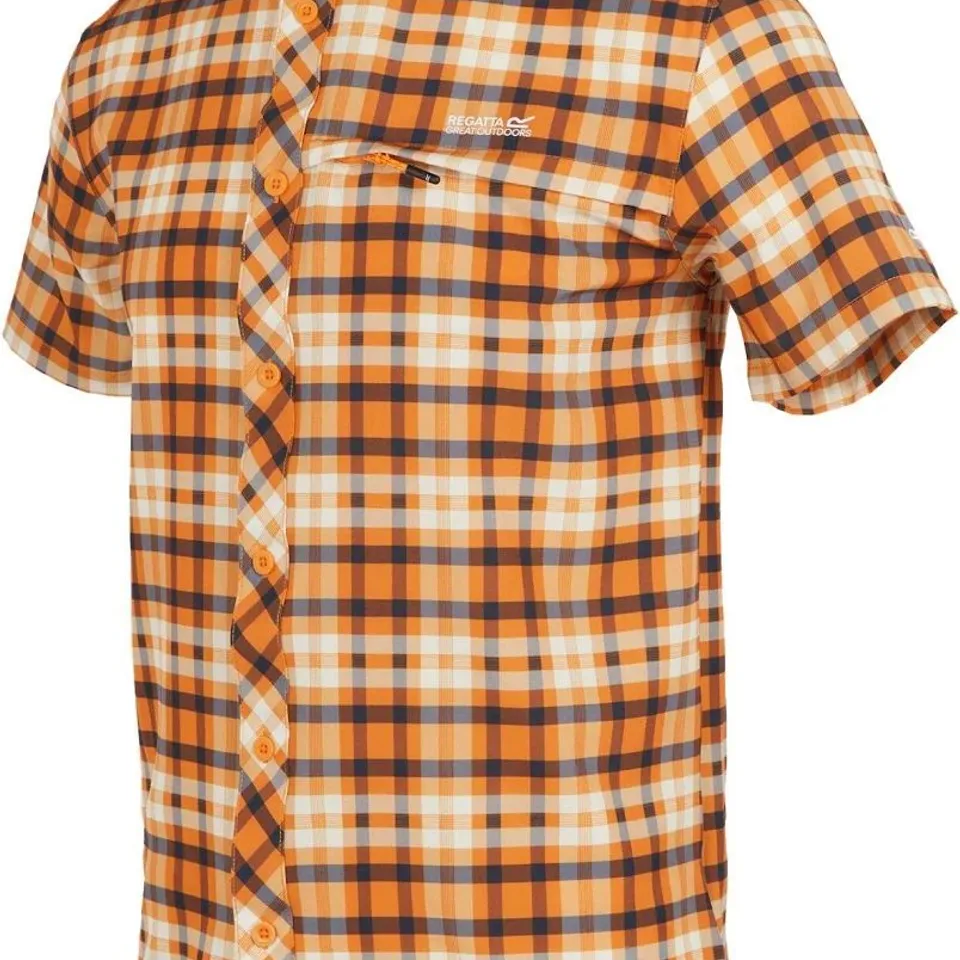 BRAND NEW REGATTA MENS CHECKED ANTI-INSECT PACKAWAY TRAVEL SHIRT IN PERSIMMON SIZE UK SMALL