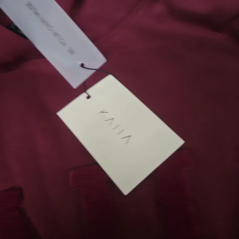 KAILA SLOGAN OVERSIZED HOODIE – DEEP BURGUNDY, UK 16