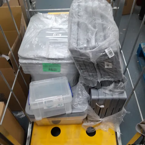 CAGE OF APPROXIMATELY 8 ASSORTED STORAGE BOXES 