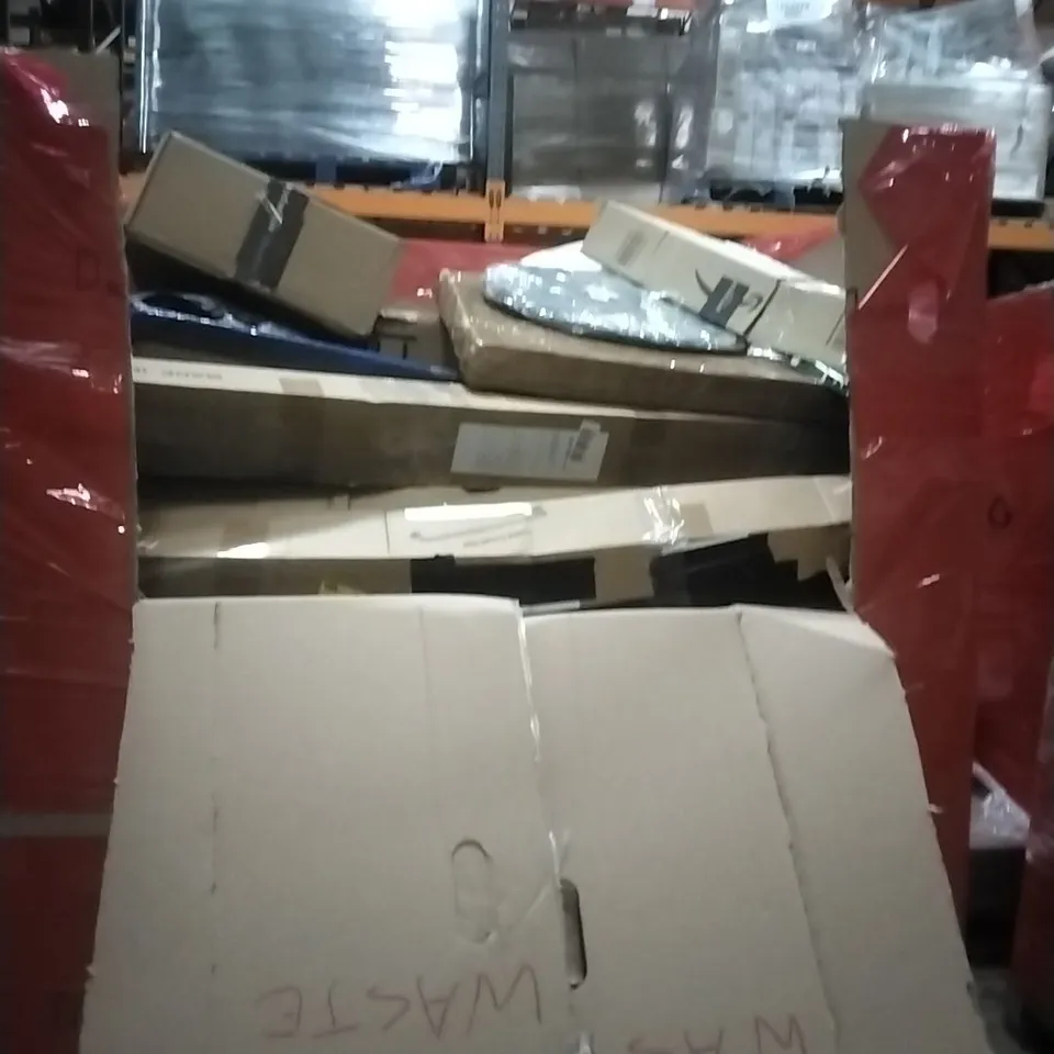 PALLET OF ASSORTED ITEMS INCLUDING; SHOWER SET, STORAGE BASKET 