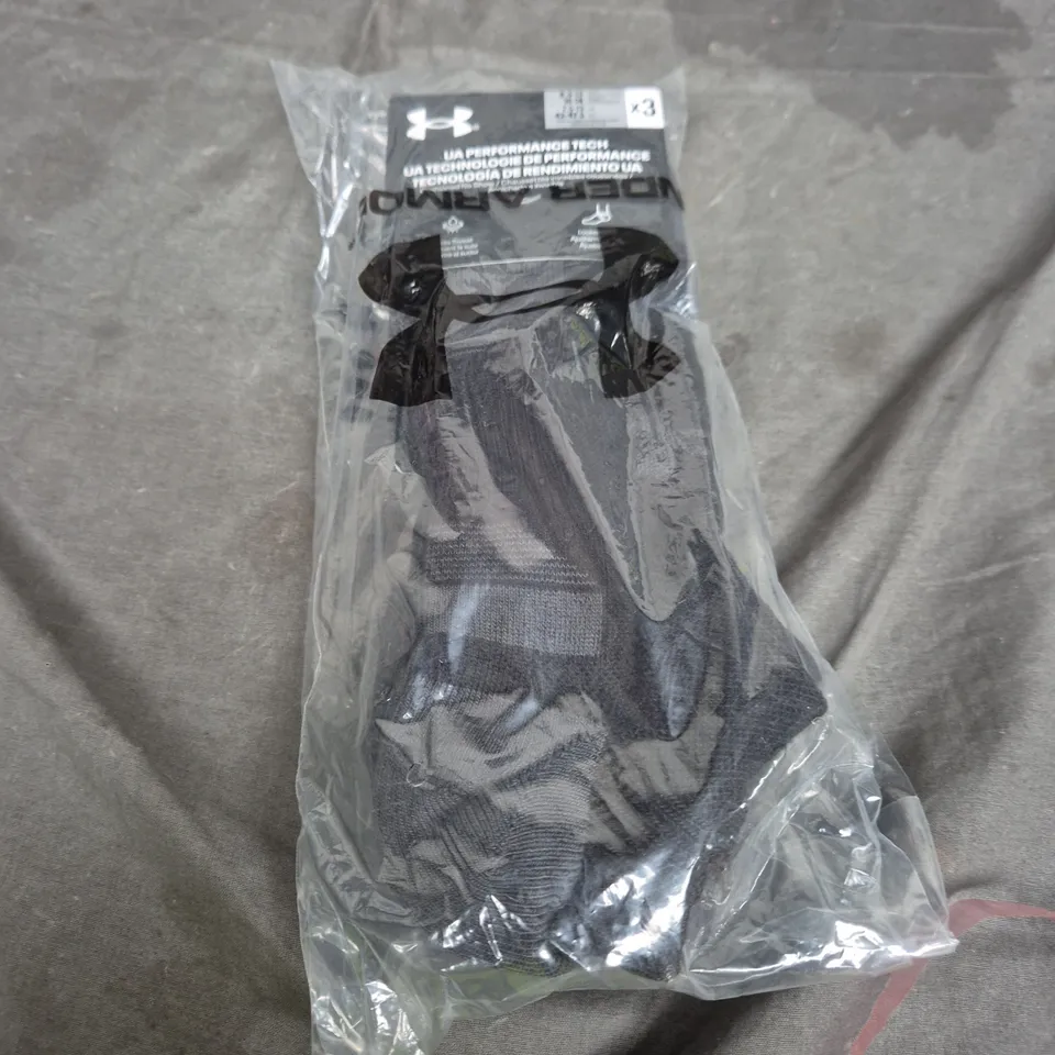 UNDER ARMOUR PERFORMANCE TECH SOCKS – 3 PACK, NO-SHOW CUSHIONED