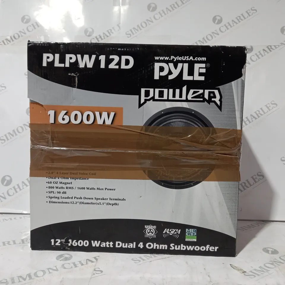 BOXED PYLE POWER PLPW12D 12" 1600 WATT DUAL 4 OHM SUBWOOFER