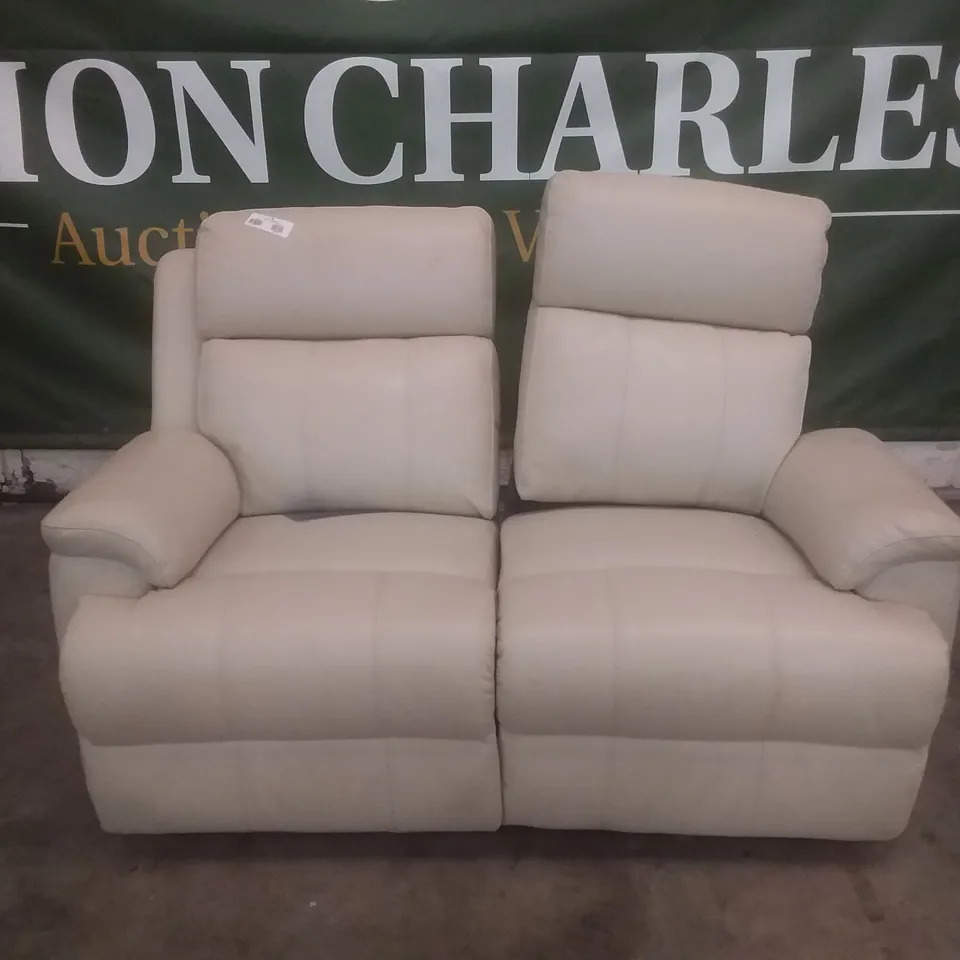 QUALITY DESIGNER GRACY 2 SEATER SOFA - CREAM LEATHER 