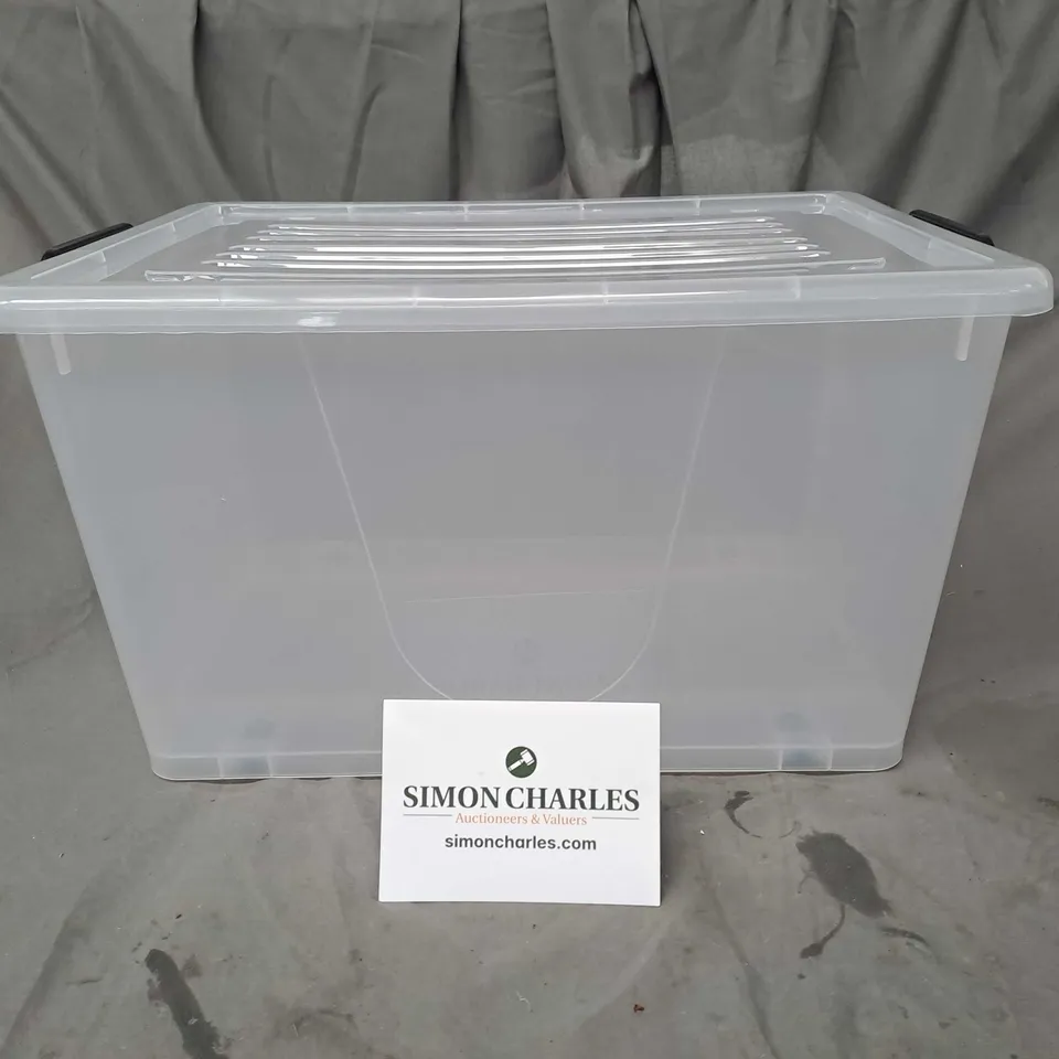 ADEXA SET OF 8 WHEELED PLASTIC STORAGE BOXES CLEAR