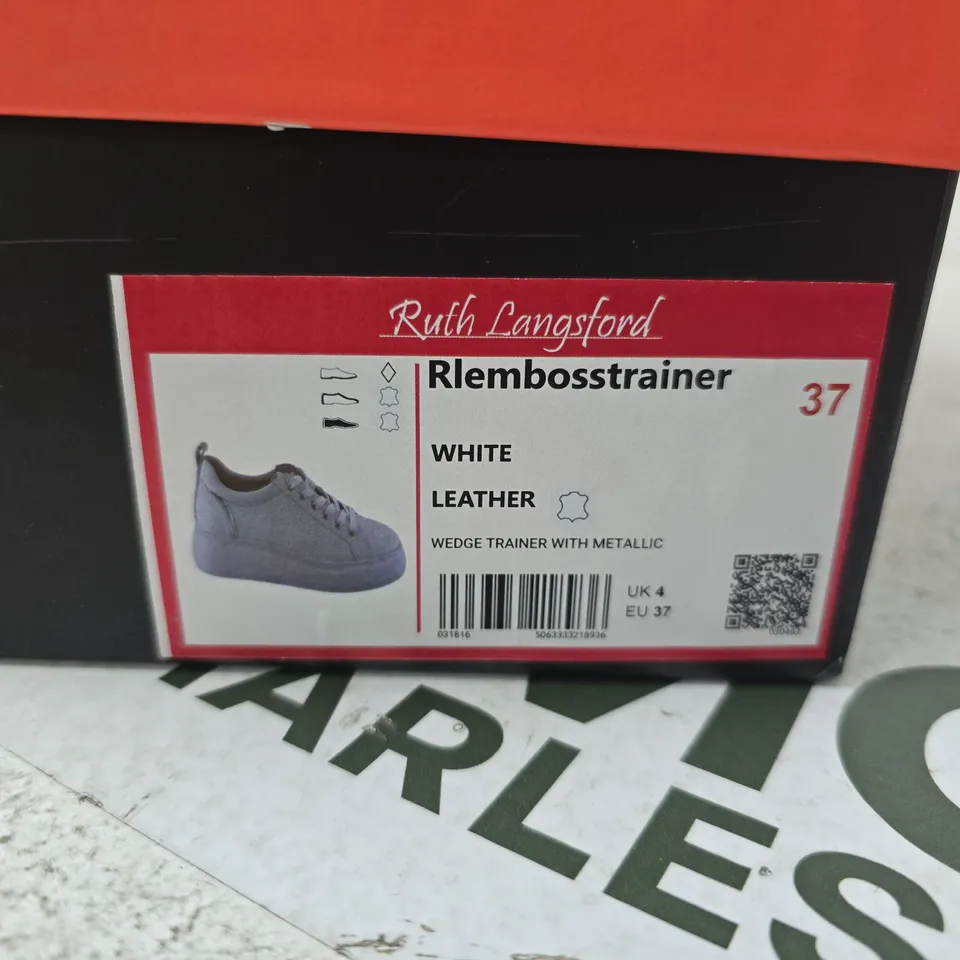 RUTH LANGSFORD WHITE LEATHER WEDGE TRAINERS – UK4 (EU37)