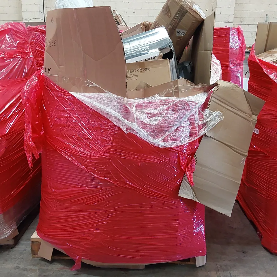 PALLET OF ASSORTED CONSUMER PRODUCTS TO INCLUDE: AIR FRYER, ELECTRIC BLANKETS, TOWER FAN, TOILET SEAT ECT