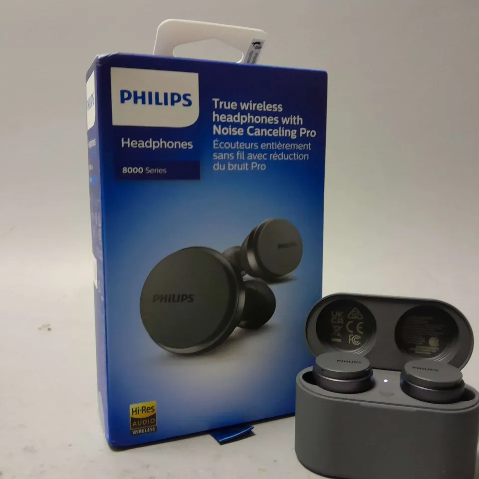 BOXED PHILIPS TRUE WIRELESS 8000 SERIES EARBUDS IN GREY