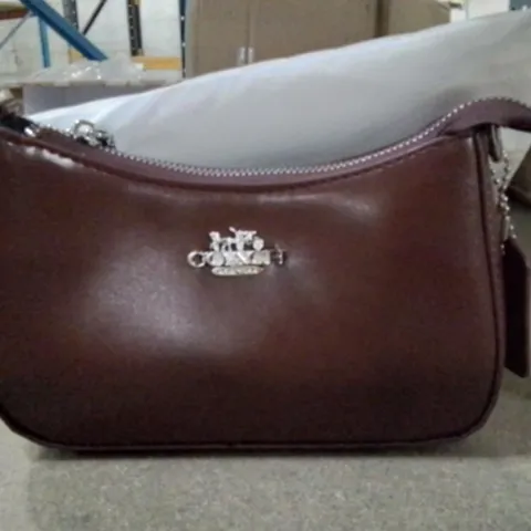 BOXED MAROON LEATHER COACH CLUTCH BAG