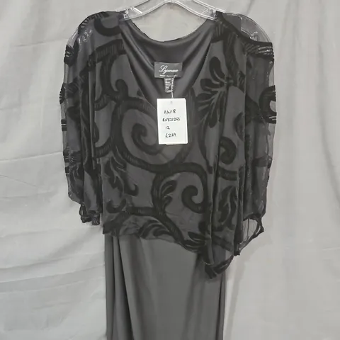 LYMAN BY FRANK LYMAN BLACK EVENING DRESS WITH MESH OVERLAY – UK SIZE 12 (AW18)