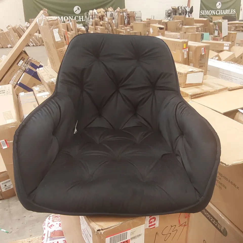BOXED PAIR OF BLACK VELVET DINING CHAIRS