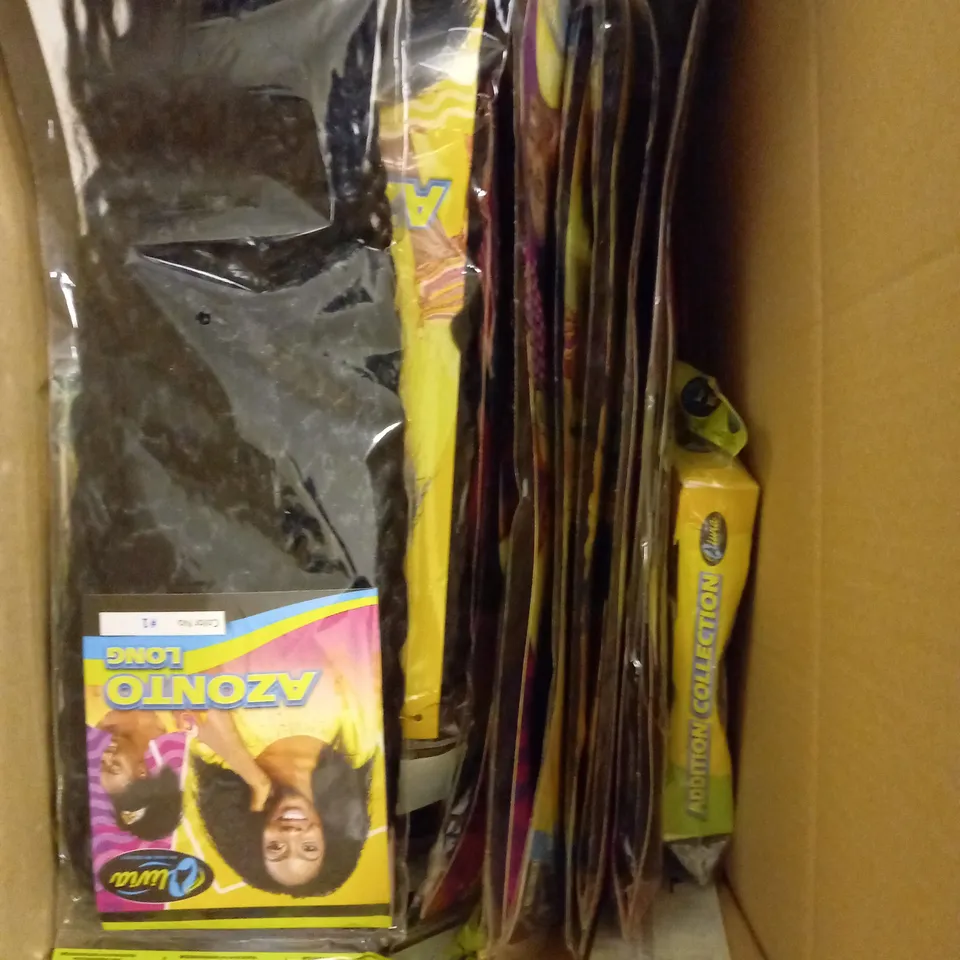 BOX OF APPROX. 20 SEALED OLIVIA HAIR PIECES IN ASSORTED COLOURS AND STYLES