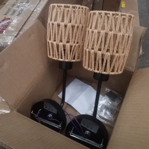BOXED ALLENBAC FARMHOUSE RATTAN DIMMABLE ARMED SCONCE (SET OF 2)