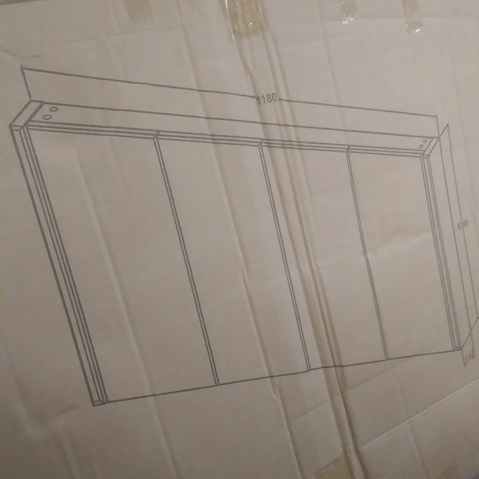 BOXED 4 DOOR MIRROR CABINET 118X65X11CM SURFACE MOUNT GLOSS WHITE