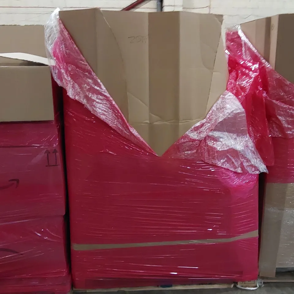 PALLET OF ASSORTED ITEMS INCLUDING: WEIGHT SET, UMBRELLA, RETRACTABLE SAFETY GATE, YOGA MAT, WALKING STICK
