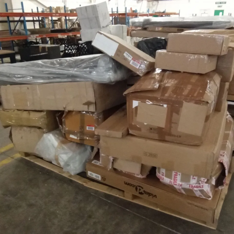 PALLET OF ASSORTED FLATPACK FURNITURE AND FURNITURE PARTS ETC