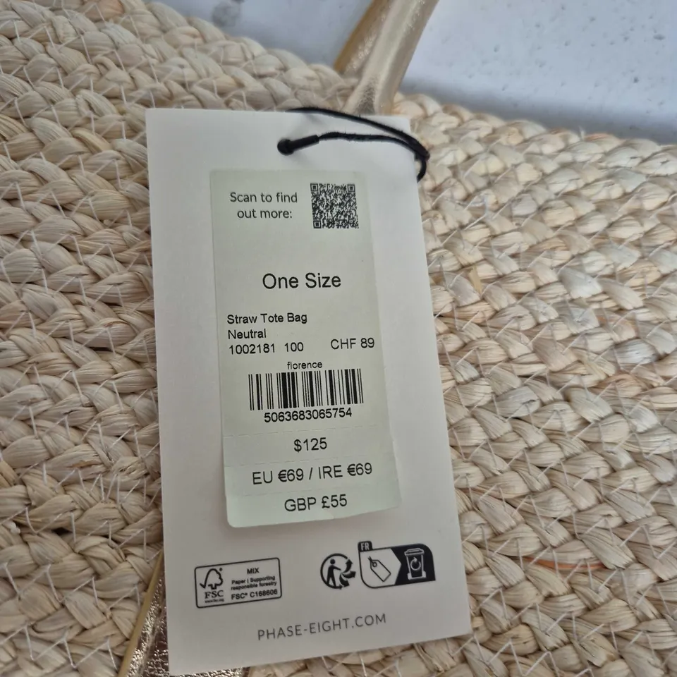 PHASE EIGHT STRAW TOTE BAG – ONE SIZE
